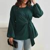 Women's Fashion Casual Spring Autumn Solid Color Print Long Sleeve O-Neck Blouses & Shirts