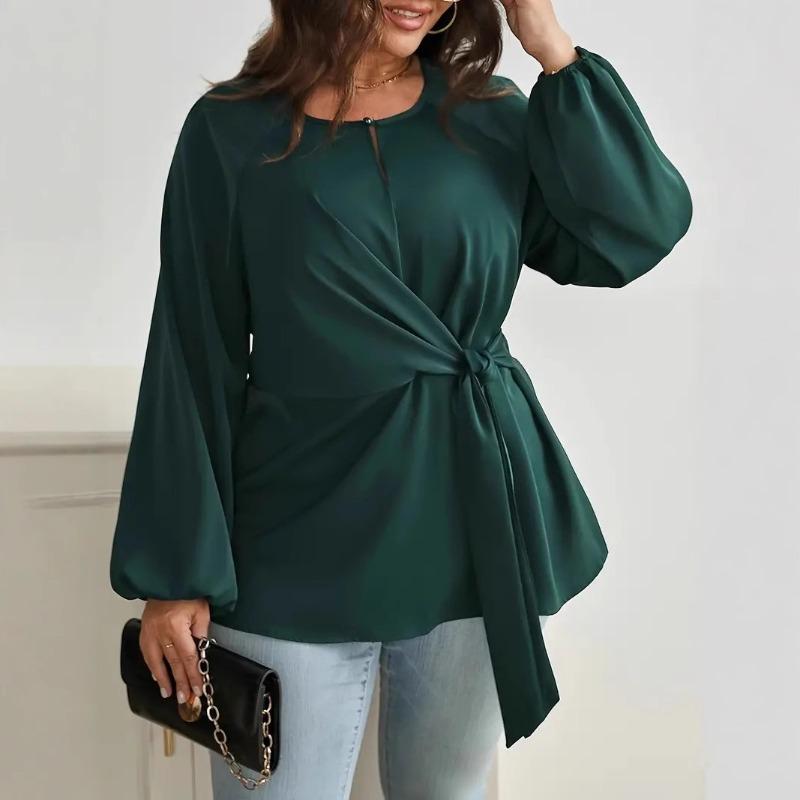 Women's Fashion Casual Spring Autumn Solid Color Print Long Sleeve O-Neck Blouses & Shirts