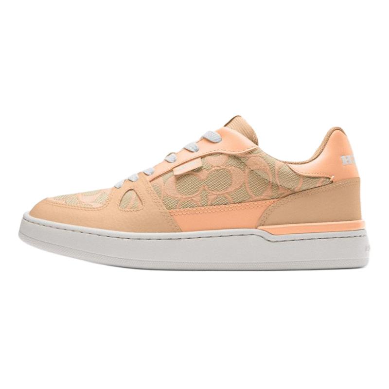 Coach Clip Leather Round Toe Lace-Up Low-Top Sneakers Women sneakers Pink CU098-S9W
