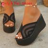 Summer Mesh Open Toe Slide Sandals With Thick Rubber Soles For Women