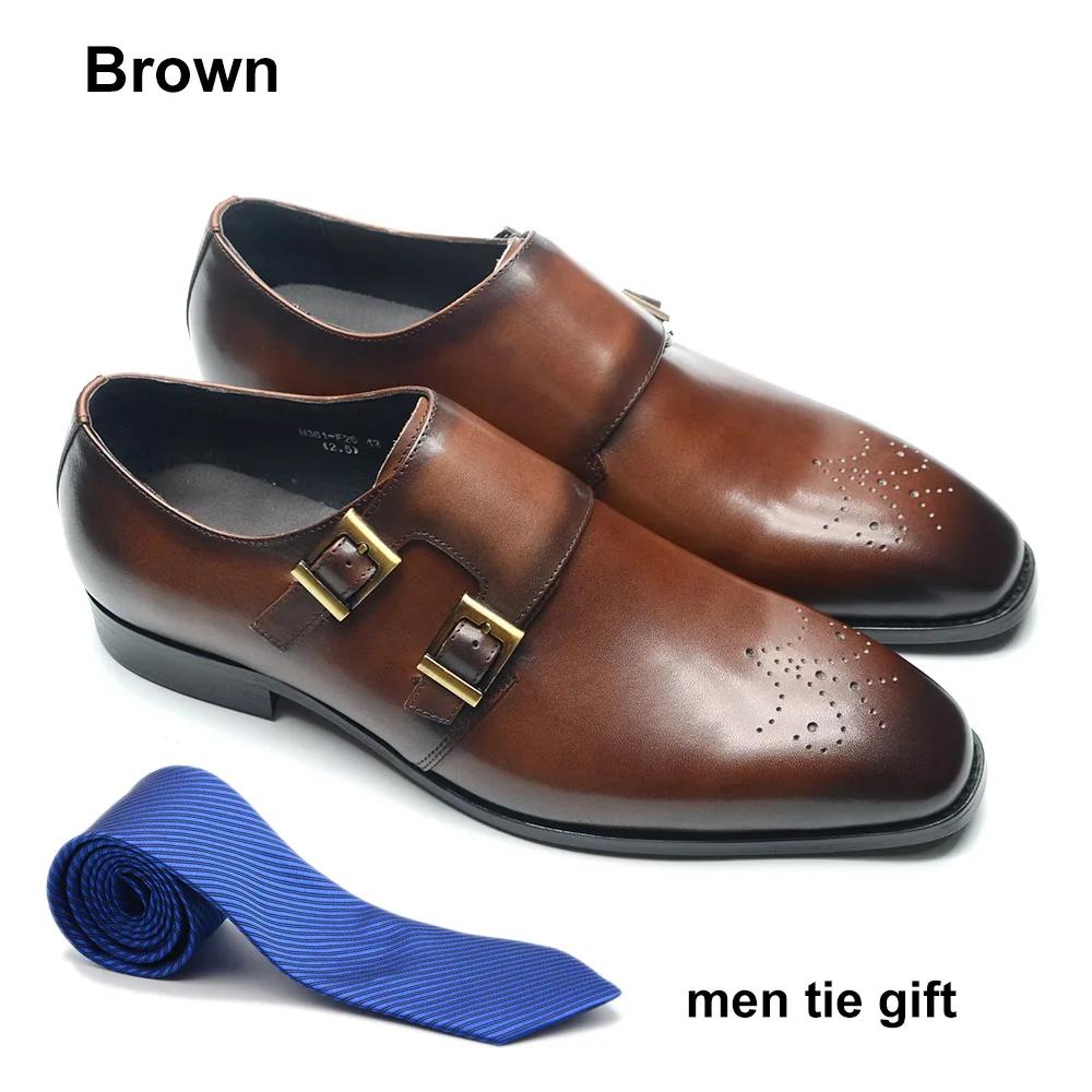 

Italian Style Luxury Genuine Leather Monk Strap Men s Formal Shoes Double Buckles Brogue Pointy Toe Business Office Dress Shoes 38