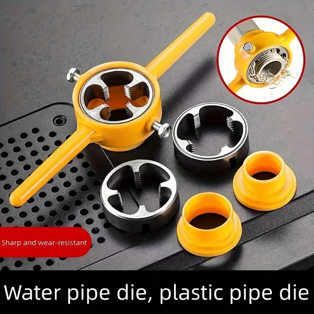 Set di 6 filiere per tubi dell'acqua in metallo, tagliatubi manuale, filettatore per tubi in plastica