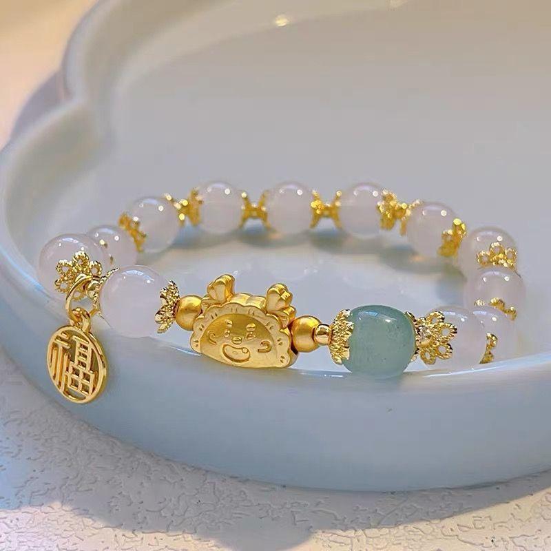 

Dragon Year Zodiac Bracelet for Women, Dragon Steamed Dumpling Lucky Bracelet, New Chinese Style Versatile National Style Dragon Zodiac Jewelry S390