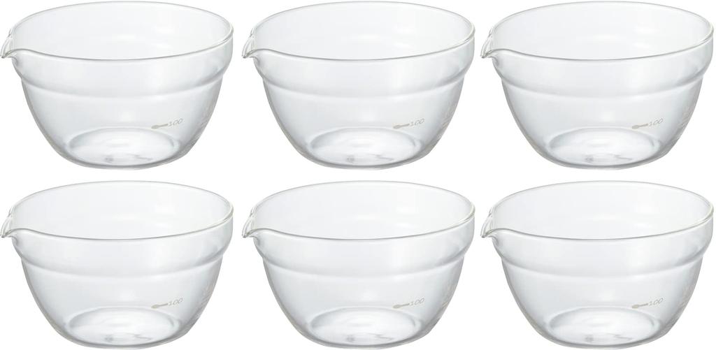 HARIO Glass Katakuchi Made in Set of Clear Heat-Resistant Bowls, 200ml, Japan, KB-20-BK, 6,