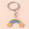 Cartoon Smile Rainbow Keychain Resin Key Rings Gifts for Women Men Car Key Chain Jewelry Bag Accessories