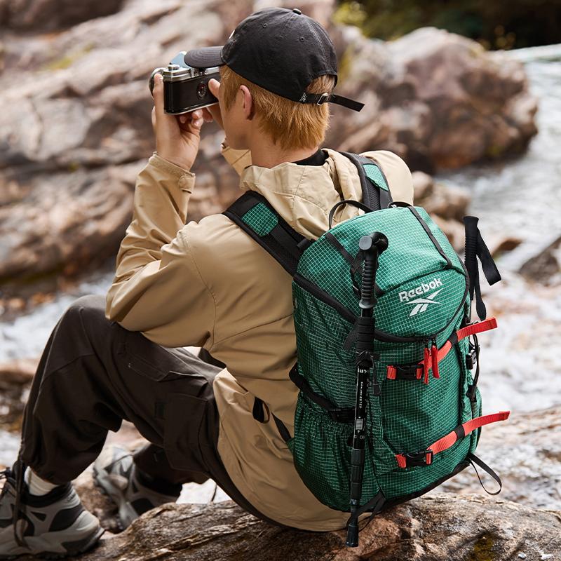 New Reebok Fabric Backpack Unisex Khaki Green/Jasper/Obsidian Black RB250104M