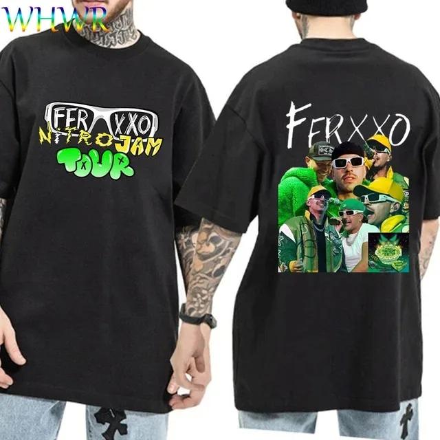 Ferxxo T Shirt Men Rapper Feid Merch Printed Tshirts Summer Casual Short Sleeve Tee Oversized Hip Hop T-Shirts Streetwear Tshirt