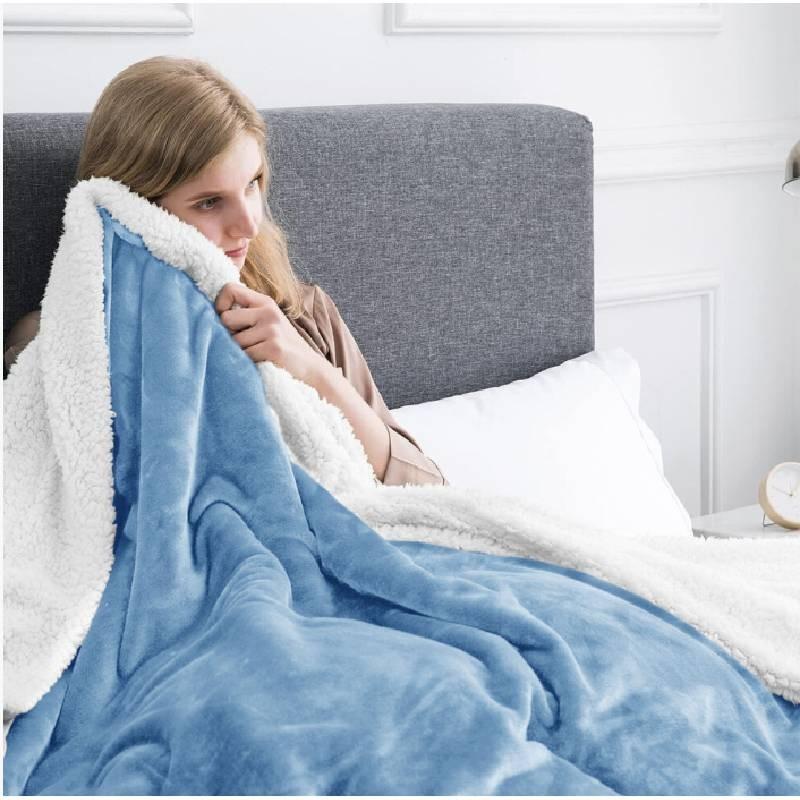 Thick Polyester Plush Fleece Blanket With Double Layer Warmth For Home Use Sleep