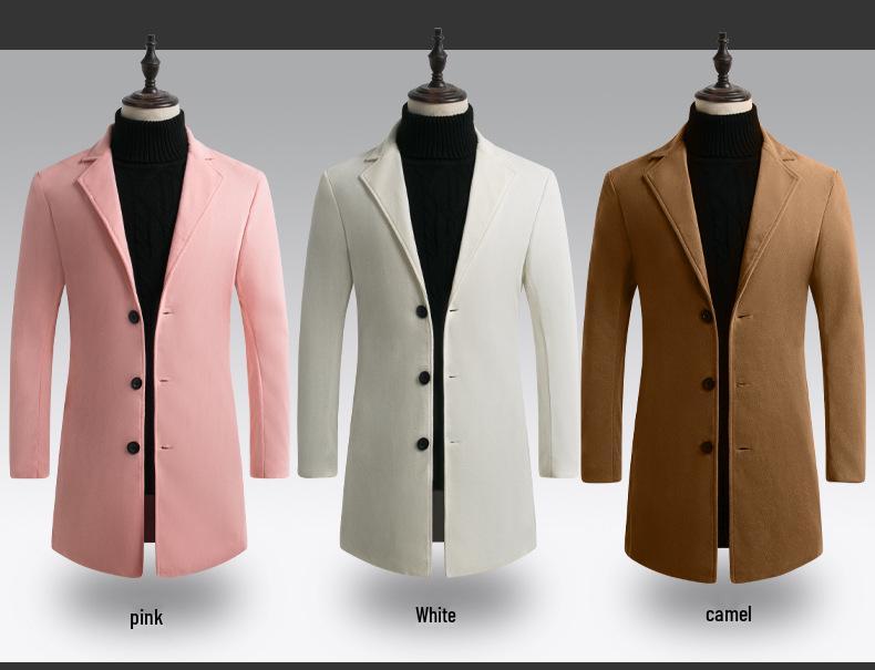 Abrigo Trench de Lana Slim para Hombre Estilo Coreano para Otoño/Invierno 2021