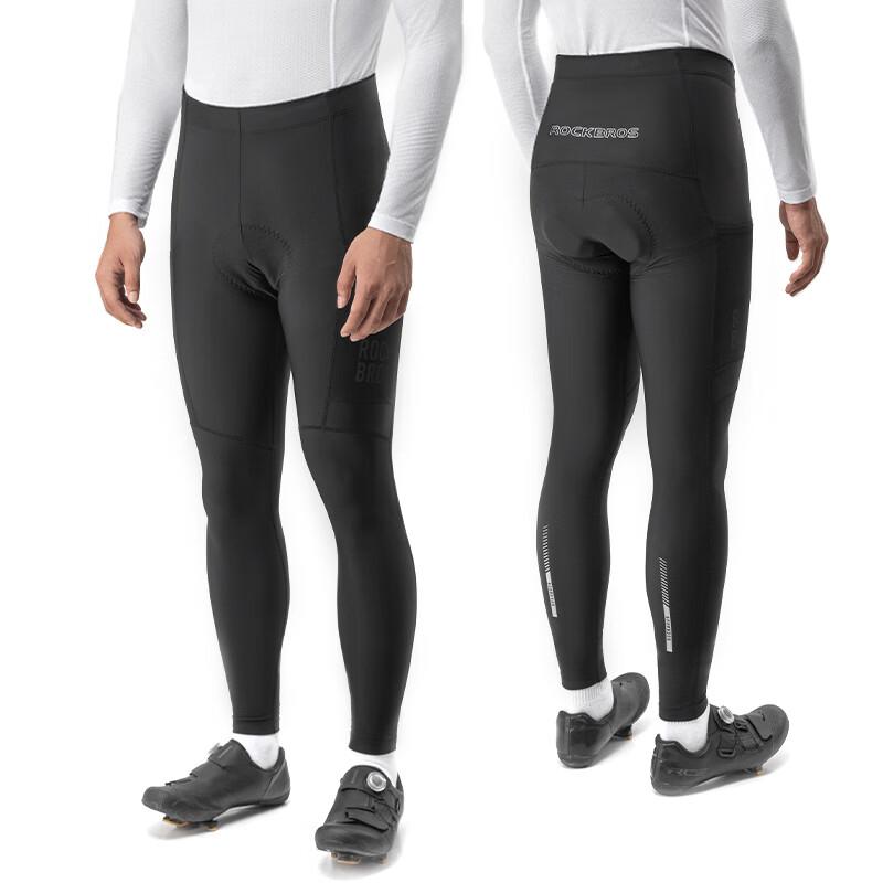 Cycling Shorts for Men, Warm Windproof Fleece Lightweight Autumn Road Bike Pants Equipment, Black, 2XL