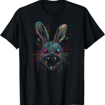 Psycho Crazy Paint Bunny Horror Easter and Halloween T-Shirt
