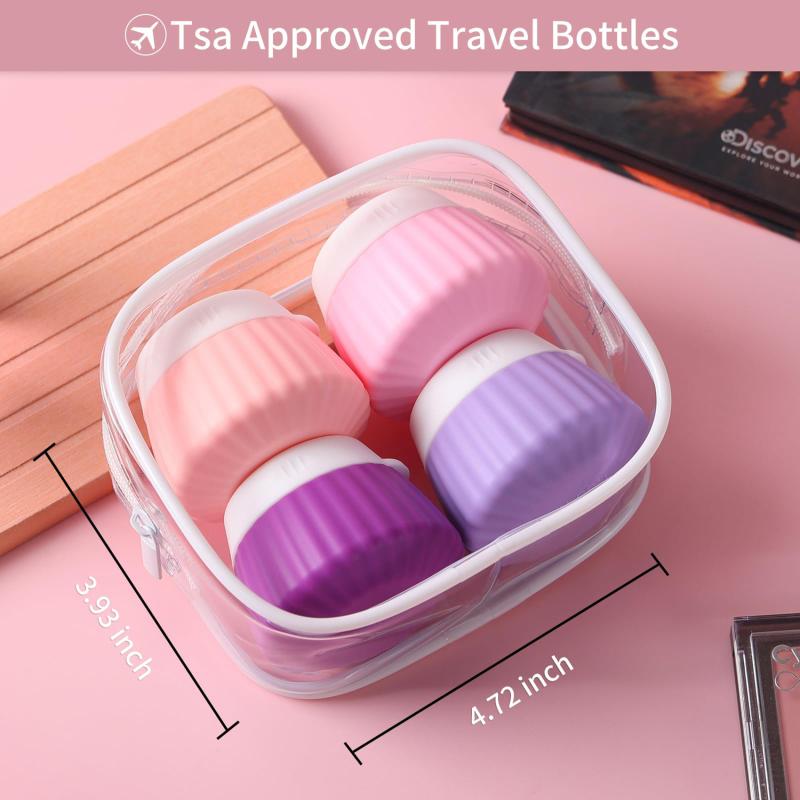 4PCS 40ML Silicone Travel Bottles Accessories Portable BPA Free Leak Proof Squeezable Size Containers Travel Essentials Sets
