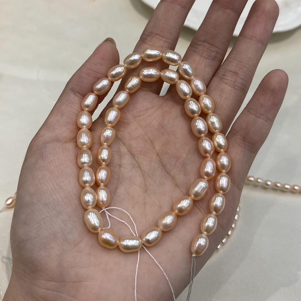 1 String AAA Grade Pink Freshwater Rice Pearl Beads 3-9mm, 36cm Strand, Premium Natural Pearl Beading Supplies, Loose Beads for DIY Handmade Jewelry