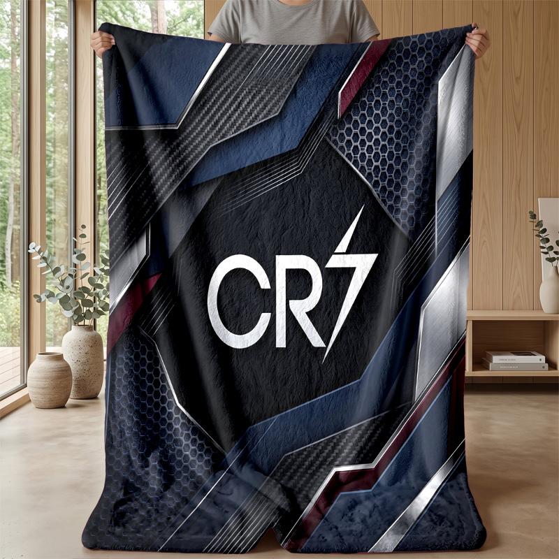 Cristiano Ronaldo Printed Flannel Blanket Skin Friendly Warm Decorative Throw for Indoor Couch Bed Daily Use