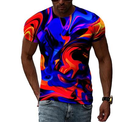 Herren T-Shirt mit abstraktem Farbdruck, 3D-Druck, lässiges Kurzarmshirt mit Rundhalsausschnitt, Hip-Hop- und Harajuku-Stil, Sommermode