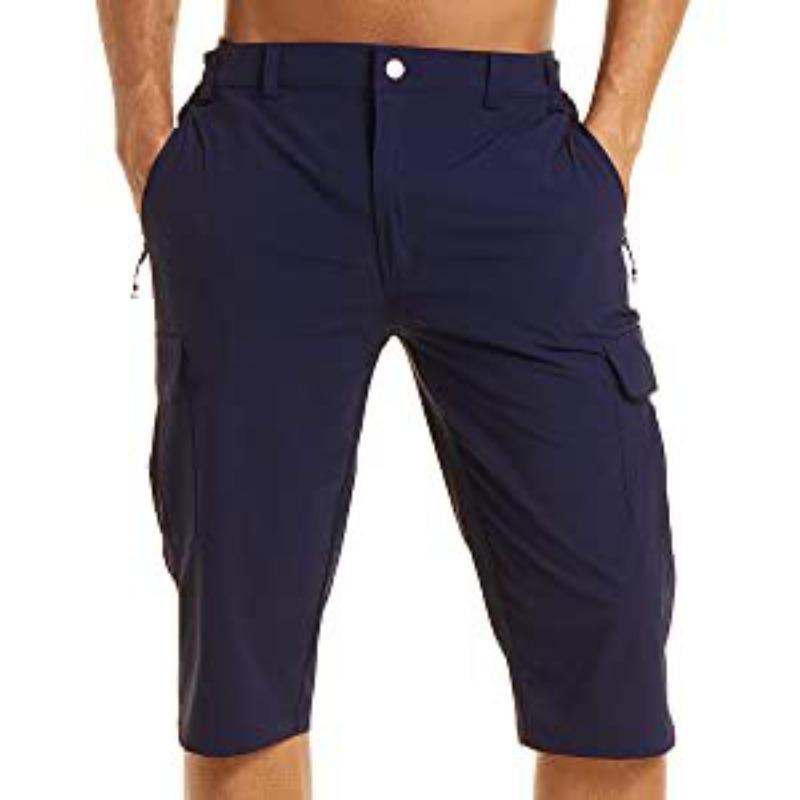 

Чоловічі повсякденні шорти карго Чоловічі укорочені штани Шорти нижче колін Невимушеного крою з еластичним поясом Спортивні робочі шорти M темно-синього кольору
