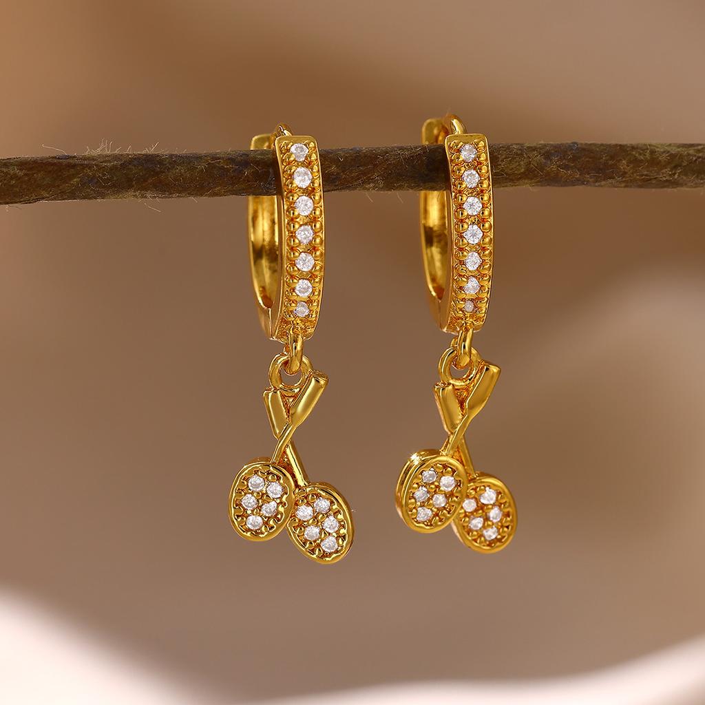 2026 Vintage Gold Color Hoop Earrings For Women Elegant CZ Heart Star Flower Pendant Hanging Ear Piercing Romantic Jewelry Gift