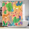 Animal Print Shower Curtain Cute Forest Theme with Leopard Birds In Multicolor Waterproof Fabric for Bathroom Decorations