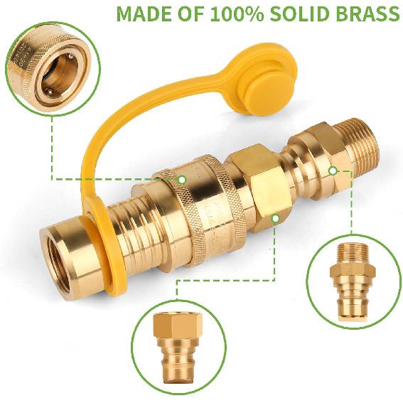3/4 Inch Solid Brass Fitting Quick Connector, 3PCS Conversation for Pipe Natural Gas (3/4 Quick Connect)