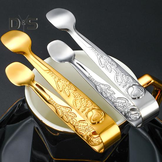 Stainless Steel Ice Cube Clip Rustproof Vibrant Color Comfortable Grip Round Head Sugar Food BBQ Pastry Tongs Kitchen Tool