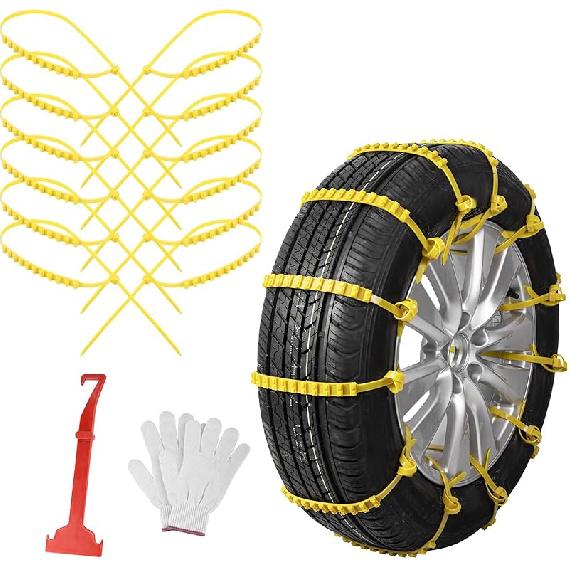 Qoosea Snow Cha Tire Cha For Car, Trucks, SUV Universal Emergency Snow Tire Cha, Adjustable Anti-Slip Tire Cables & Universal Fit (12 Pcs Orange