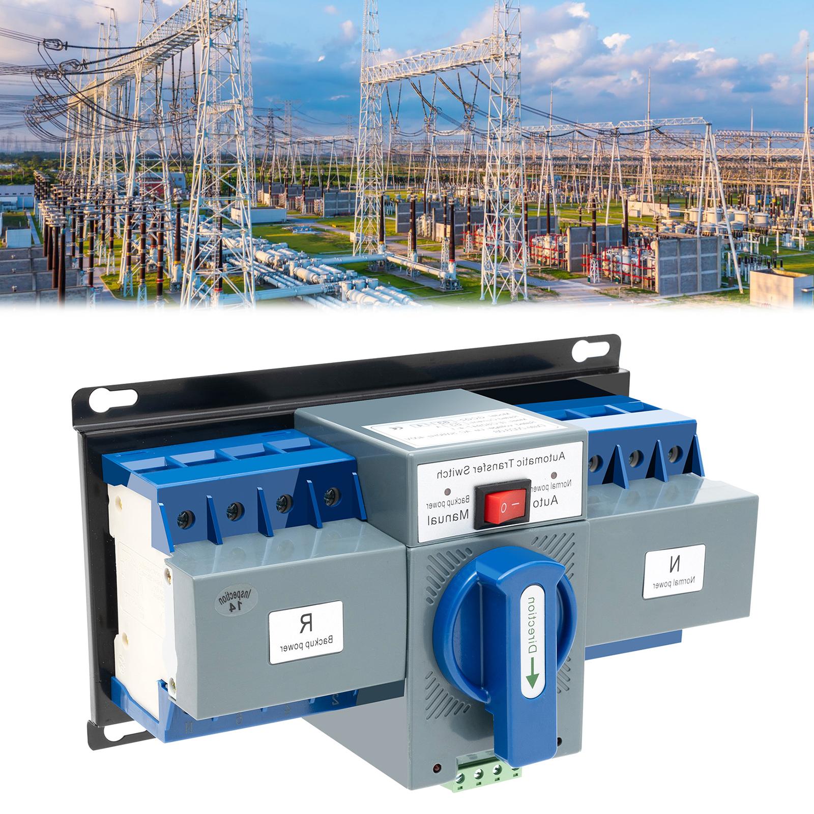 

110V 4P 63A Dual Power Automatic Transfer Switch Dual Power Changeover Switch For Single-Phase Ac110v Power Circuits синій