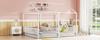 Metal Bed, Children's Bed, 90*200cm, Without Mattress, Railing, Ladder, House Shape, Double Bed Design, Double Bed, Iron Frame, White