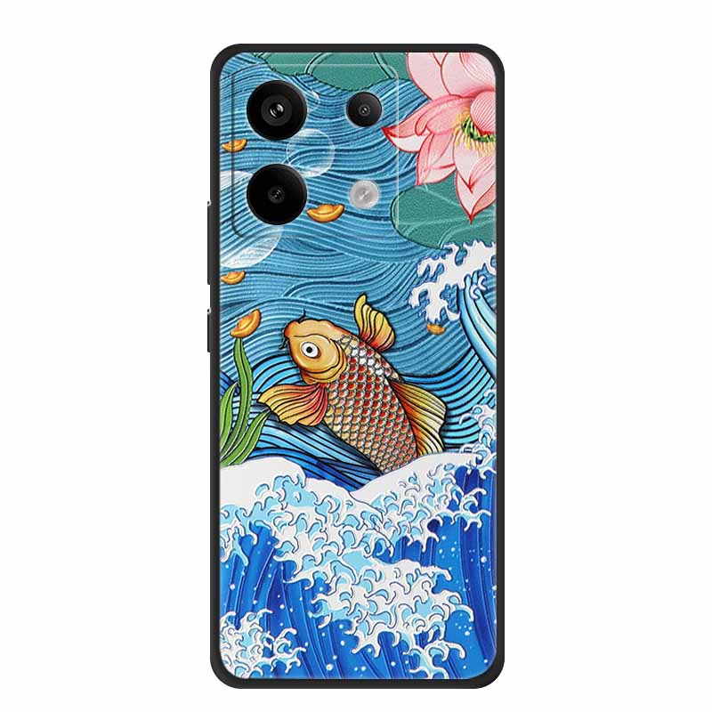 3D Emboss Case For Redmi Note 14S Case 14 S Coque Black Silicone Soft Back Cover For Redmi Note 14 4G 5G Phone Case Note14 Pro