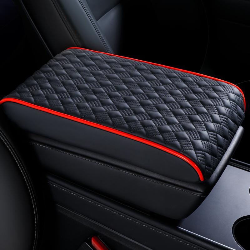 Diamond Embroider PU Leather Car Center Console Pad & Riser Cushion - Comfortable, Wear Resistant Universal Armrest Cushion