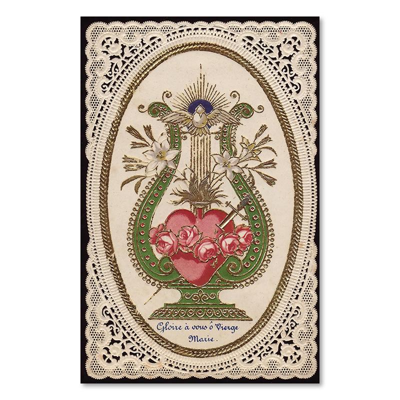 Vintage Sacred Heart of Jesus Poster Abstract Religion Canvas Painting Retro Flower Wall Art Picture For Home Decoration