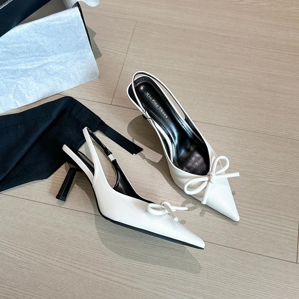 

9733-10 European and American pointed head bow bag head thin heel single shoes new fashion high heel single shoes banquet women s shoes 40