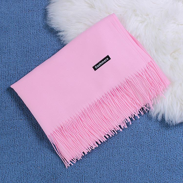 Two-Life Women's Solid Color Imitation Cashmere Scarf - Korean Style, Two-Way Shawl & Neck Gaiter for Autumn/Winter.