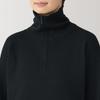 MUJI Washable Milan Rib Knit Size BA1OZA4A Women's Half-Zip Sweater, Black, L,