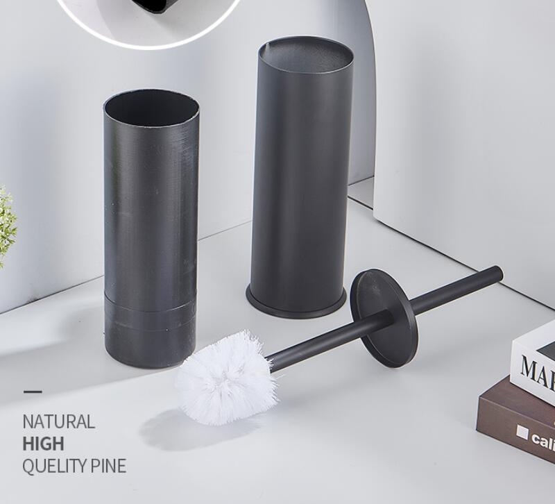 Toilet Brush Holder Set Aluminum Bathroom Clearing Tool Lavatory Floor Type Toilet Brush Holder Bath Hardware Brushed Gold/Black