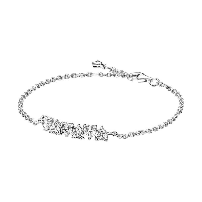 Pandora Shining heartfelt love with endless love 925 silver synthetic cubic zirconia bracelet for women 591162C01
