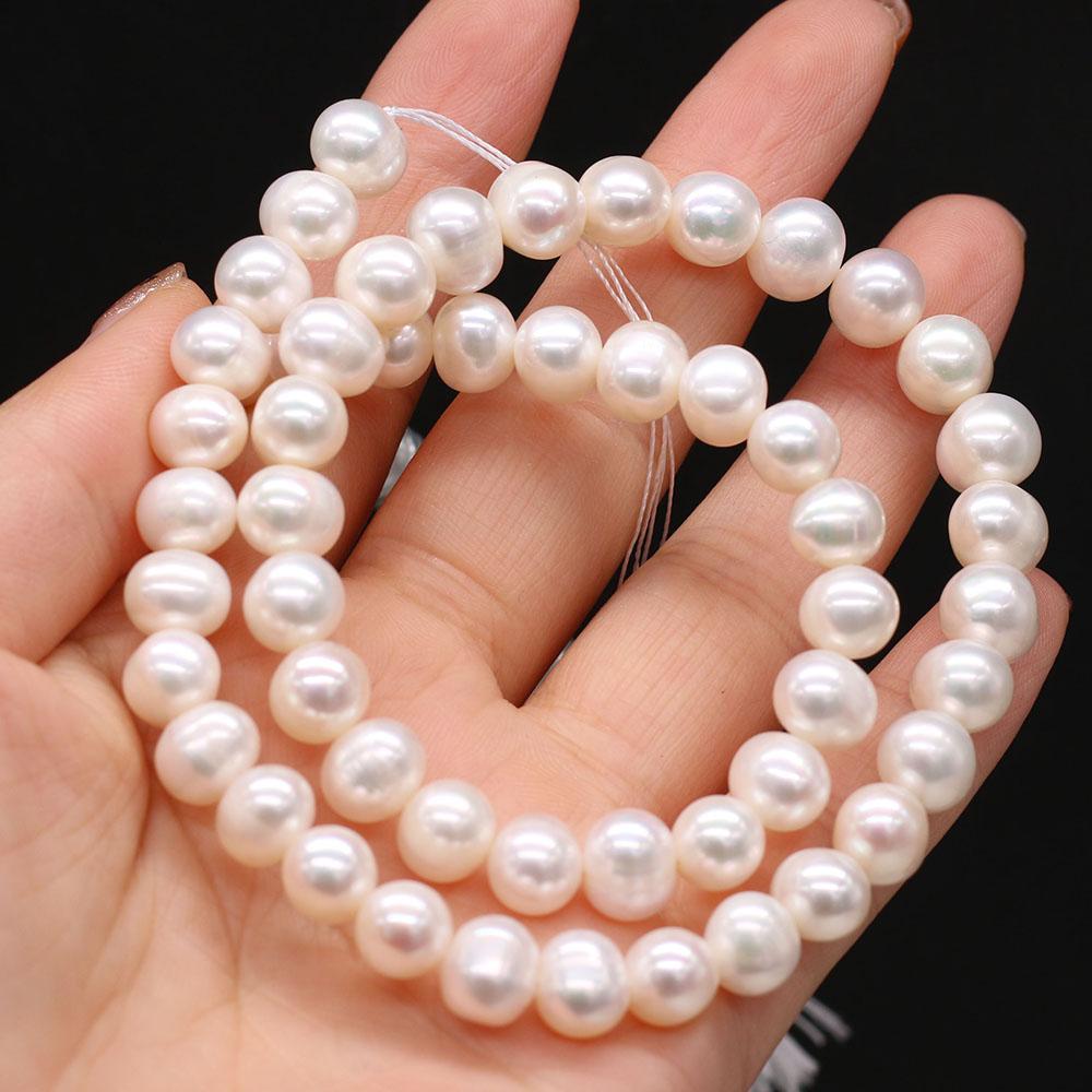 

1String, 8-9mm White Natural Freshwater Subcircular Pearls 36cm Loose Beads for Handmade Jewelry Craft Supplies, DIY Holiday Gifts 1String/8-9mm-36cm білий