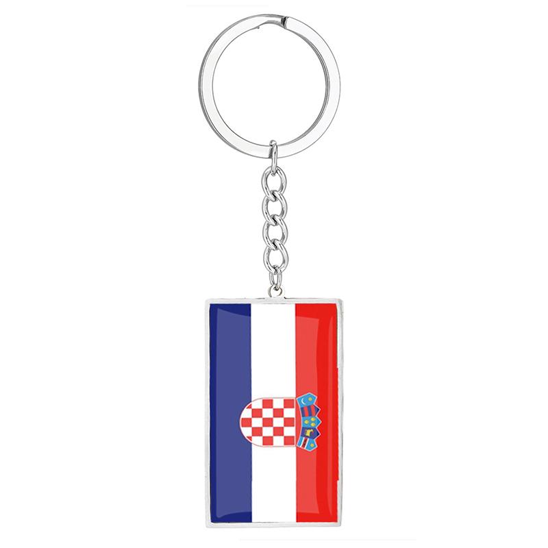Stainless Steel Epoxy Canada Australia Flag Keychains Rectangle National Flag Pendant Car Key Chain
