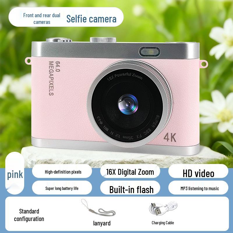 4K HD Mini Digital Camera with Optical Zoom for Students