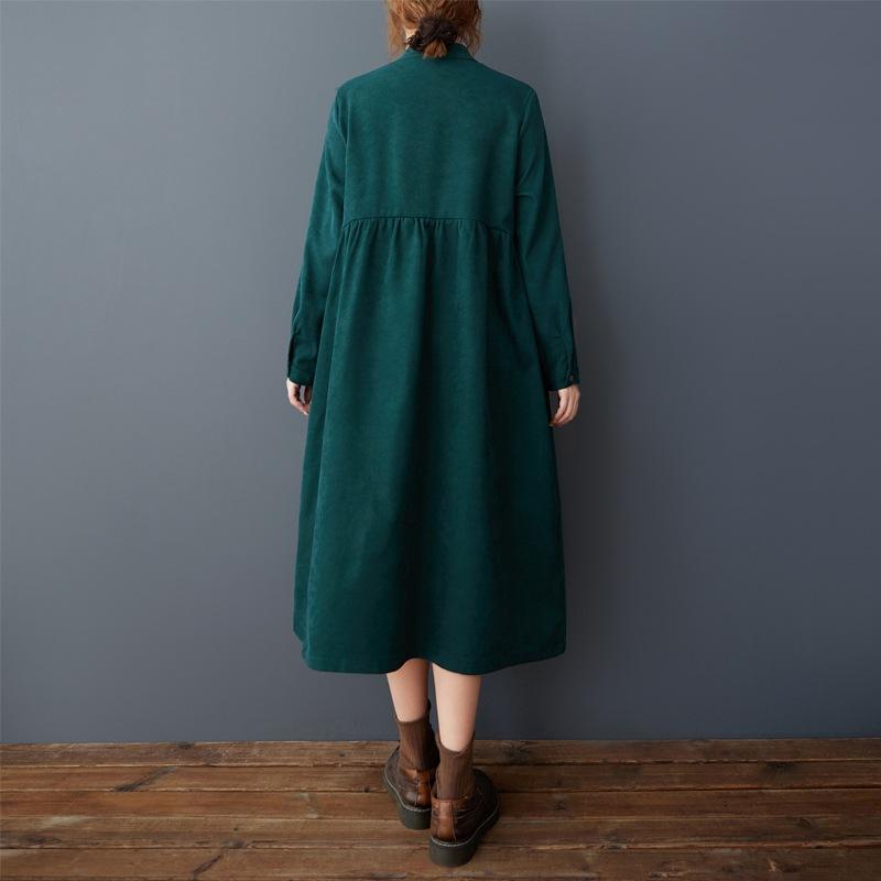 2025 Spring Clothing New Loose Age Reduction Warm Grinding Comfortable and Thin Medium and Long Sleeved Dress