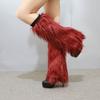Plush Leg Warmers for Women Soft Furry Boot Toppers Ribbed Elastic Top Fuzzy Leg Covers Winter Accessory Party Costume