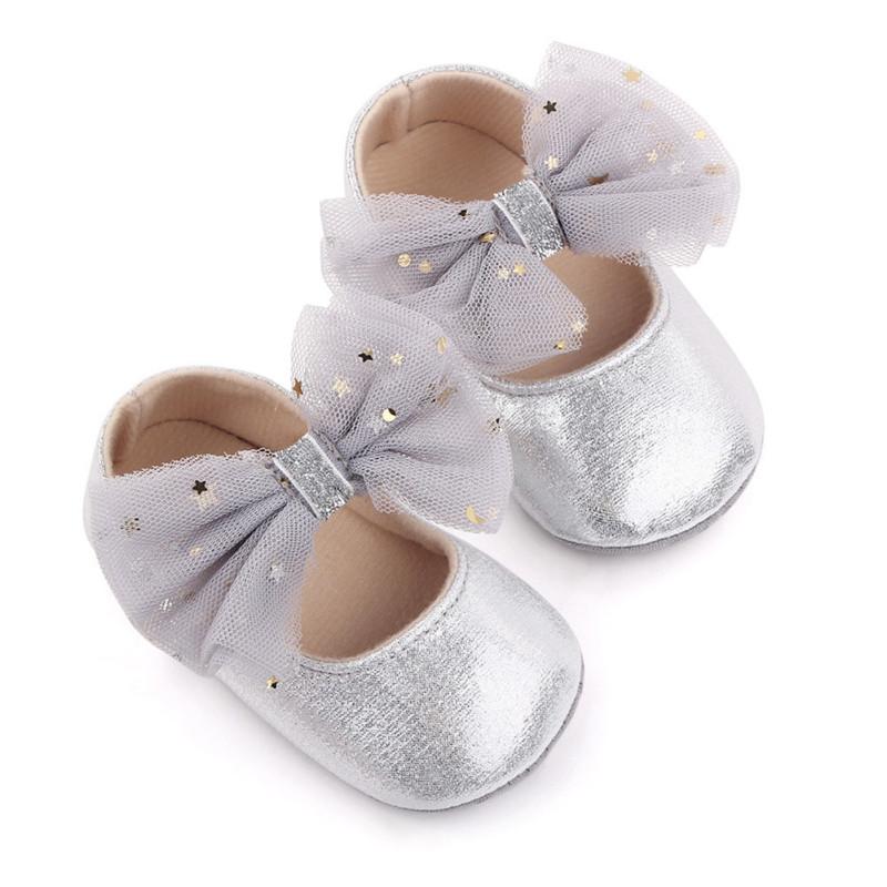 1 Pair Baby  Prewalker  Shoes Artificial Pu Mesh Bowknot Soft-soled Non-slip Toddler Shoes For 0-18