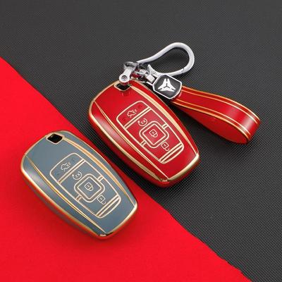 Lincoln Schlüsselhülle für Aviator, Navigator, MKZ, Continental - TPU Schutzhülle mit goldenem Rand und Schnalle