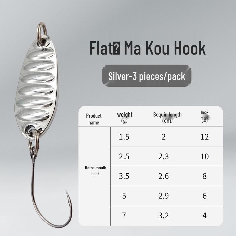 

Flat Vibrating Sequin Micro-Lure Set for Mandarin Fish, White Stripe Fish, Perch, Culter – Flat Town Melon Seed with Single Hook Iron Plate. 5 cm