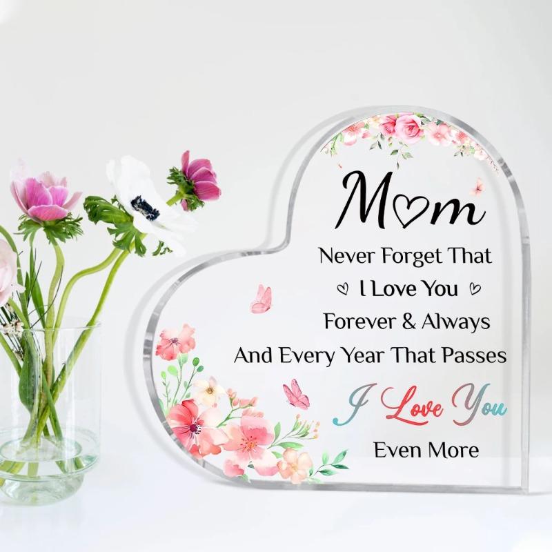 2D Flat Mothers Day Gifts Desktop Decoration Plaque, Flower Design, Home Decor Plaque Hanging Wall Art Decorative Garden Decoration for Room Door Sign