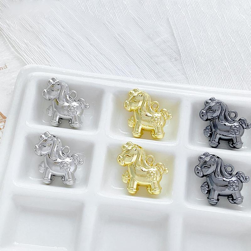 2Pcs/Lot Zinc Alloy Painted Double-Sided Horse Pendant Charms Diy Necklace Bracelet Earrings Accessories