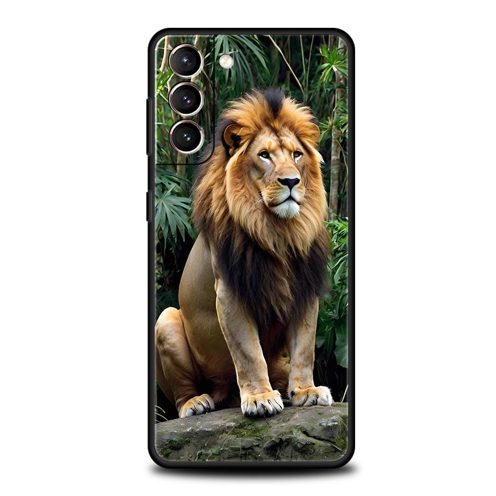 Lion King Animal Phone Case For Samsung Galaxy S25 Edge S24 S23 S22 S21 Ultra S20 FE 5G S10 S10E S9 Plus Soft TPU Cover