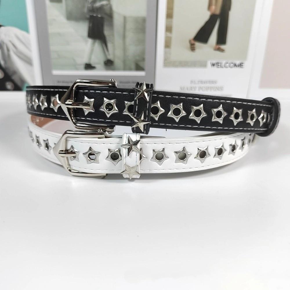 Metal Buckle Y2K Star Waist Belts PU Leather Girls Rivet Waistband Women's Jeans Belt  for Pants
