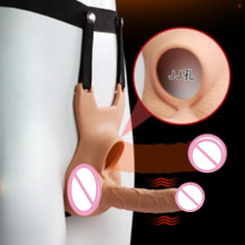 Nositelné duté dildo kalhotky pro páry – Nastavitelný bezpopruhový strap-on postroj s realistickým penisovým návlekem, Erotická hračka pro dospělé