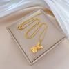 Three-Dimensional Bear Temperament Personality Minimalist Wind Furnace Real Gold Necklace Female Collarbone Chain