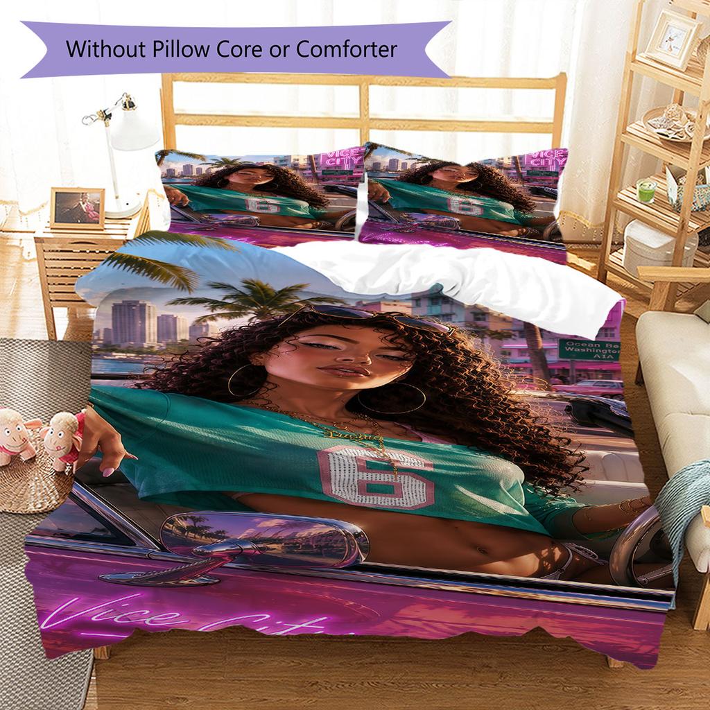 GTA Pride Bedding Quilt Set Quilt Cover Pillowcase Home Decoration Birthday Gift (1 * Duvet Cover + 2 * Pillowcase, Without Core)